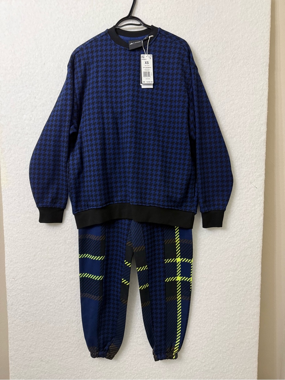 Adidas x IVY PARK Crewneck Pullover AND Joggers XS Blue/Black Houndstooth, 2 pc